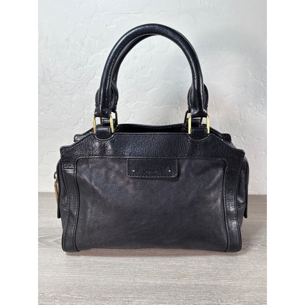 Fossil Small Logan Satchel Black‎ Crossbody Leather Gold Tone Hardware **READ**